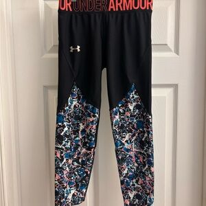 Under Armour Kids' Black Leggings with Colorful Pattern